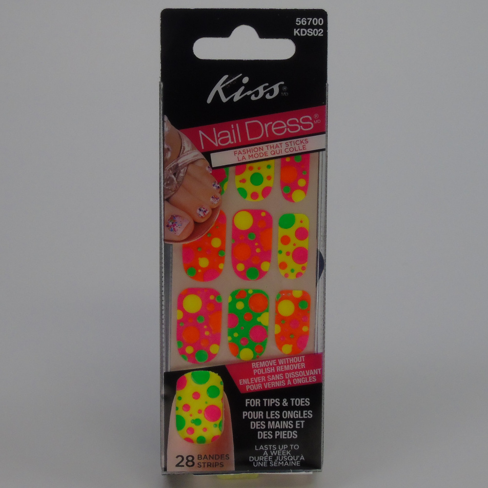 Kiss Neon Dots Nail Strips Manicure Pedicure Pink